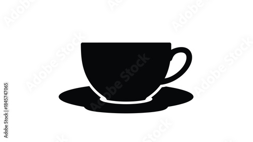 A simple black teacup and saucer design a striking silhouette