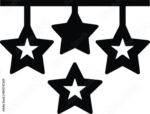 parade decoration star line art vector illustration on transparent background
