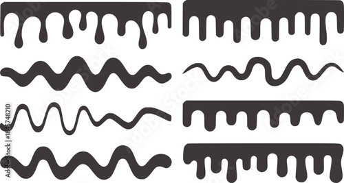 Black and white wavy drip edge patterns in various styles