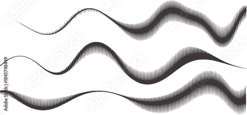 Black variable frequency sound waves white