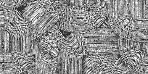 Abstract monochrome textured background with overlapping curved lines and organic shapes in a scratchy artistic style