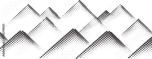 Monochrome dot gradient mountain landscape halftone pattern