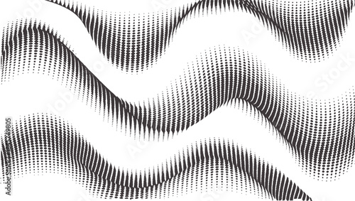 Monochrome Wave Dot Pattern with Curved Distortion Effect