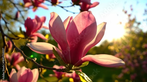 Magnolia Blossom Beauty - A Springtime Bloom in the Sunshine.