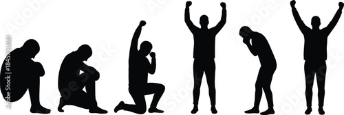 black silhouette of a woman, emotions, person, victory, triumph, despair, struggle, achievement, success, body,