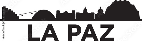 La Paz Bolivia city skyline with mountains and cable cars vector silhouette illustration