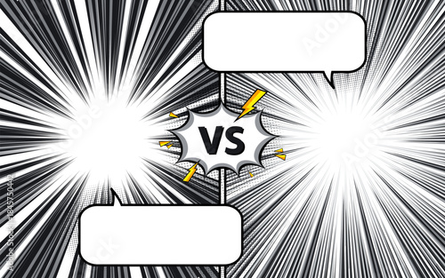 Comic cartoon versus with speech bubble background template