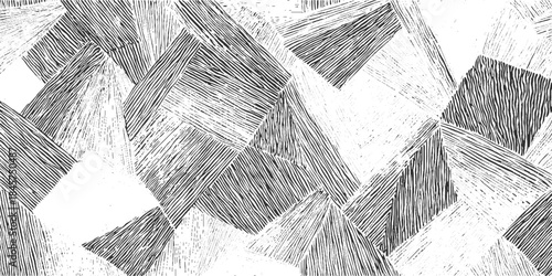 Abstract geometric pattern with hand drawn black lines on white background creating textured shapes vector