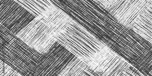 Black and white textured background of overlapping diagonal and horizontal scribbled lines creating a rough woven pattern