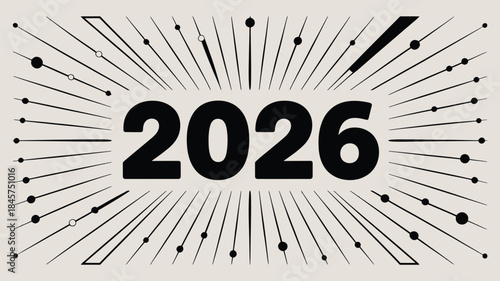 Modern 2026 graphic design with dynamic lines and dots