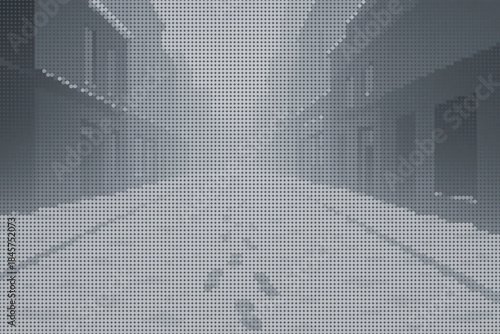 digital ,art Abstract Halftone Winter Scene with Fog and Cool Grey Palette Poster