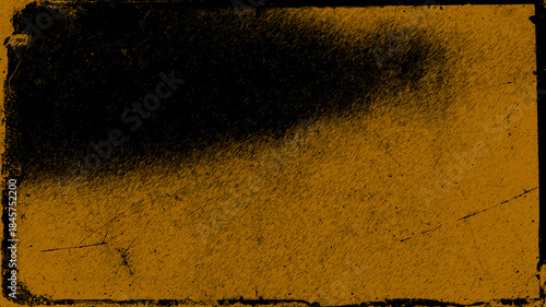 Grunge Black and Orange Textured Background with Vintage Border
