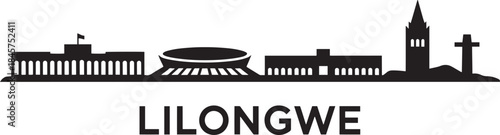 Lilongwe malawi skyline vector silhouette with landmarks and cityscape in black and white