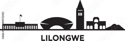 Lilongwe malawi skyline vector silhouette with famous landmarks and cityscape