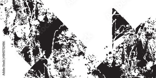 Abstract black grunge texture with distressed ink splatters and rough edges modern graphic design element.