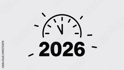 Modern 2026 speedometer illustration with bold lines
