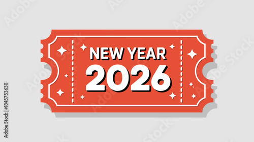 Vibrant New Year 2026 ticket graphic
