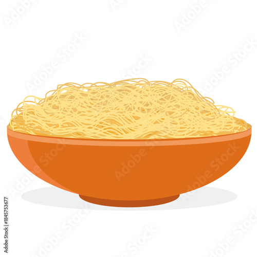 spaghetti pasta bowl side view.