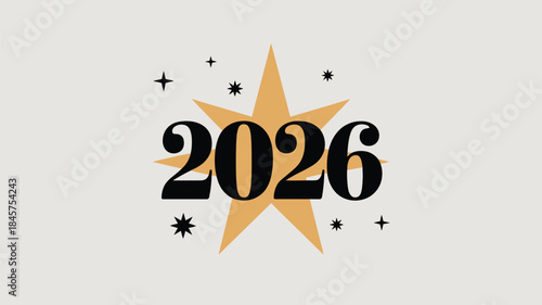 Shining star graphic with 2026 text and sparkles
