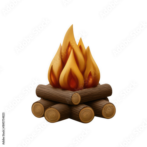 Wallpaper Mural Stylized campfire icon with glowing flames and stacked logs for outdoor adventures Torontodigital.ca