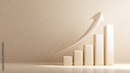 Wallpaper Mural 3D bar chart with upward arrow indicating growth and success Torontodigital.ca