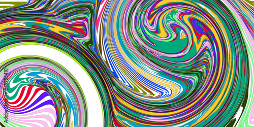 Psychedelic oil spilled liquid geometric pattern with curved lines Funky liquid shapes, colorful wavy vivid banner. Hippie urban pattern for boy, girl, wrapping paper. Retro 80-90's fashion