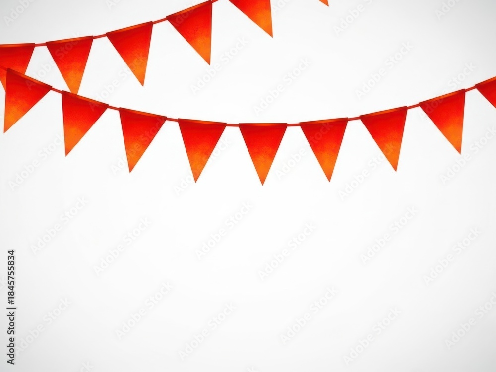 Obraz premium Colorful red triangular party flags isolated on white background