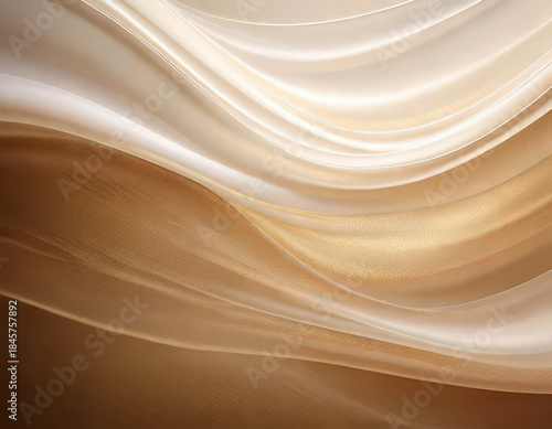 Soft flowing fabric in shades of beige and cream creates a serene atmosphere, embodying the essence of Cloud Dancer color of the year 2026 with elegant textures and smooth gradients