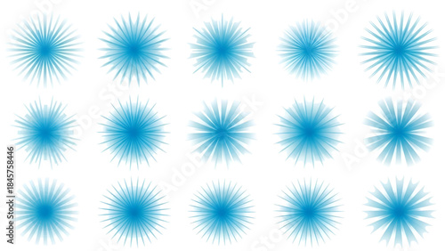 Blue radial patterns set of 15 design elements