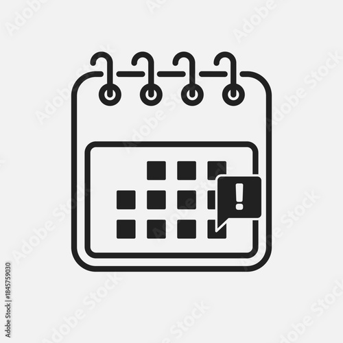 Icon page calendar, pop up message alert or error