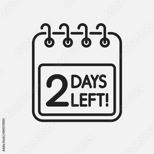 Countdown daily page calendar icon - 2 days left