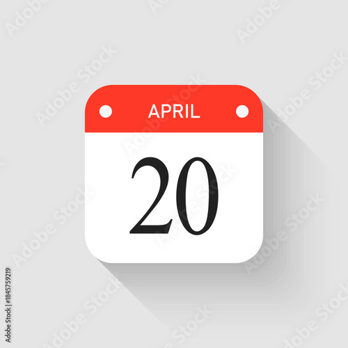 Vector icon page day calendar - 20 April month
