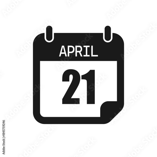 Vector icon page day calendar - 21 April month
