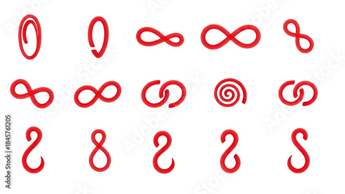 Vibrant red loop and swirl designs on white