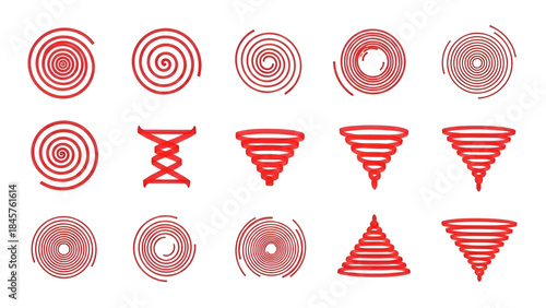 Vibrant red geometric patterns and optical illusions