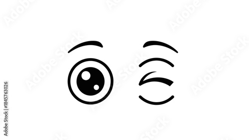 Animated Eyes: The image shows animated eye with emotions in black and white