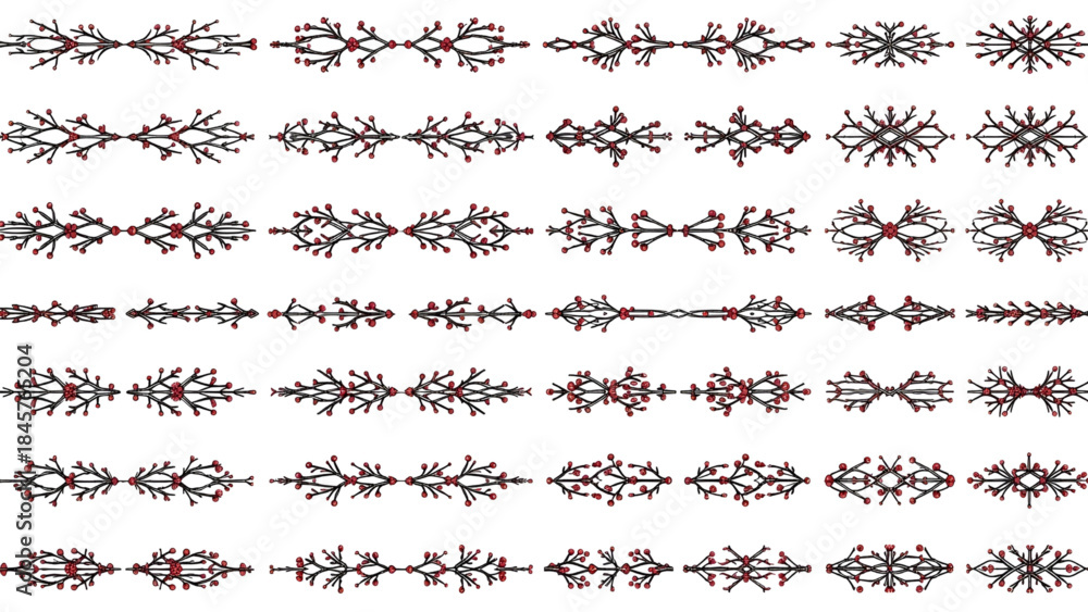 Obraz premium Symmetrical black and red ornamental patterns