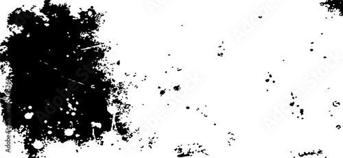 Black paint splatter on white background
