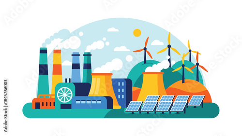 Chemical industry production plant with tanks and pipelines, modern flat vector illustration, ideal for science, industry, and infrastructure visuals