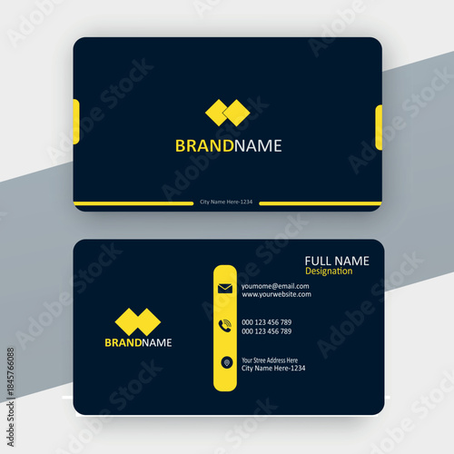 Simple And Modern Yellow And Black Business Card Template Vector Illustration