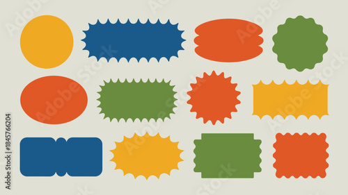 Vibrant colorful sticker shapes for design projects and presentations