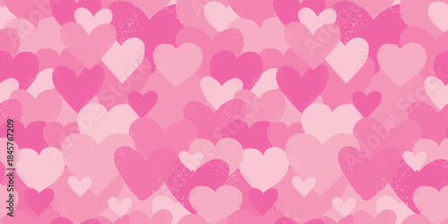Valentine's day seamless pattern with textured hearts for wallpaper, textile prints, backgrounds, banners, wrapping paper, product packaging, etc. EPS 10
