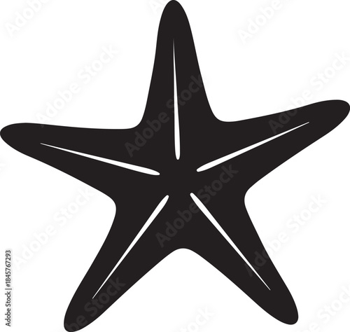 Black Starfish with White Internal Lines on a White Background also transparent background marine