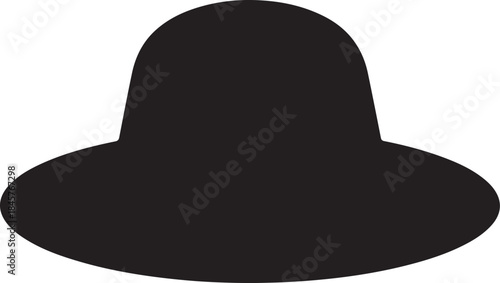 Black Wide Brimmed Hat Silhouette Against White Background also transparent background headwear