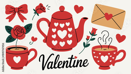 Valentine's Day tea party with hearts and roses