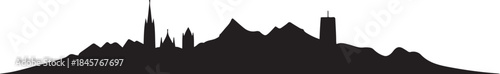 Chur with Switzerland Skyline Silhouette. design Vector black silhouette