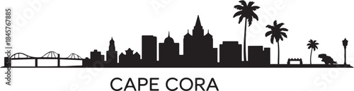 Cape Coral Florida Skyline Black Silhouette. design Vector black silhouette