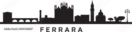 Ferrara skyline Landmark silhouette with Italy. design Vector black silhouette