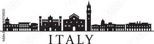 Ferrara skyline Landmark silhouette with Italy. design Vector black silhouette