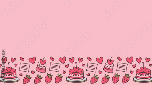 Sweet Valentine's Day celebration with cakes and strawberries